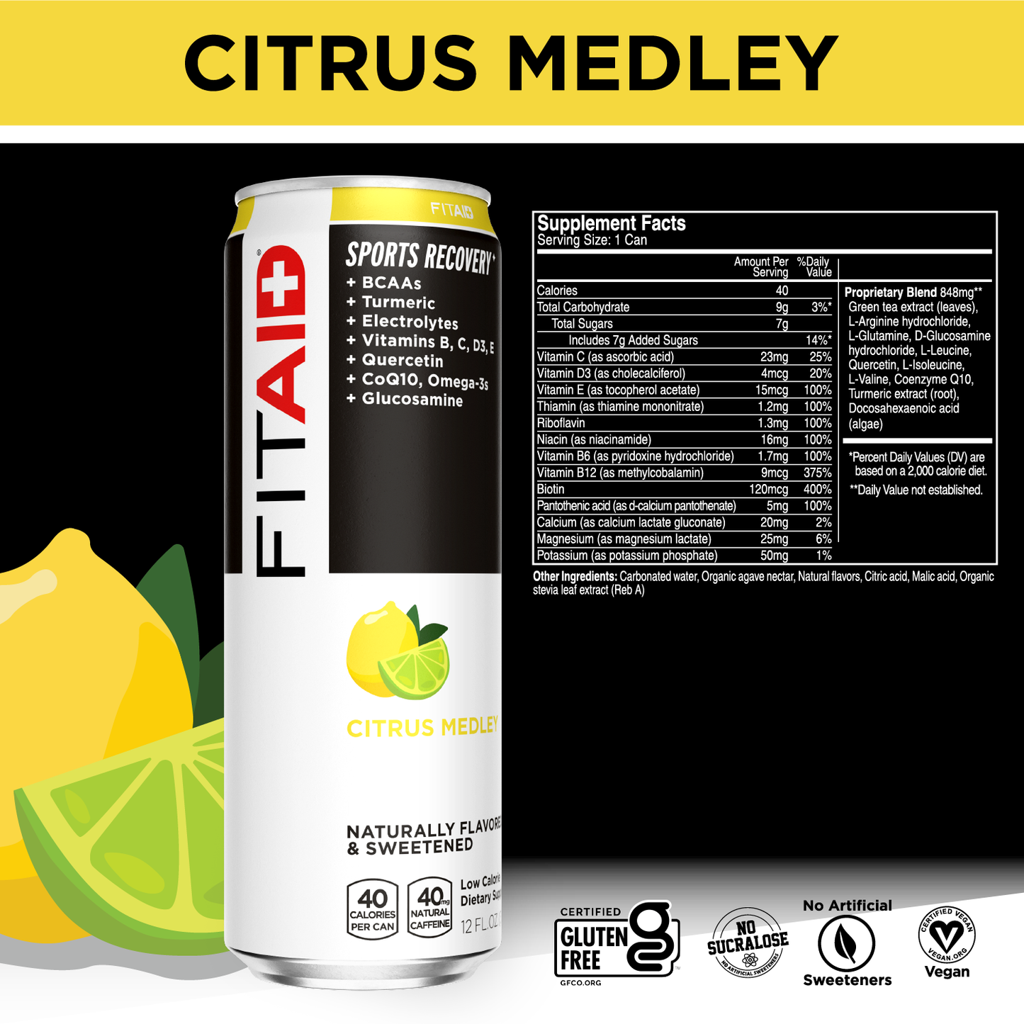 FITAID Citrus Medley Low Calorie:  FA-12P (00857886006240)