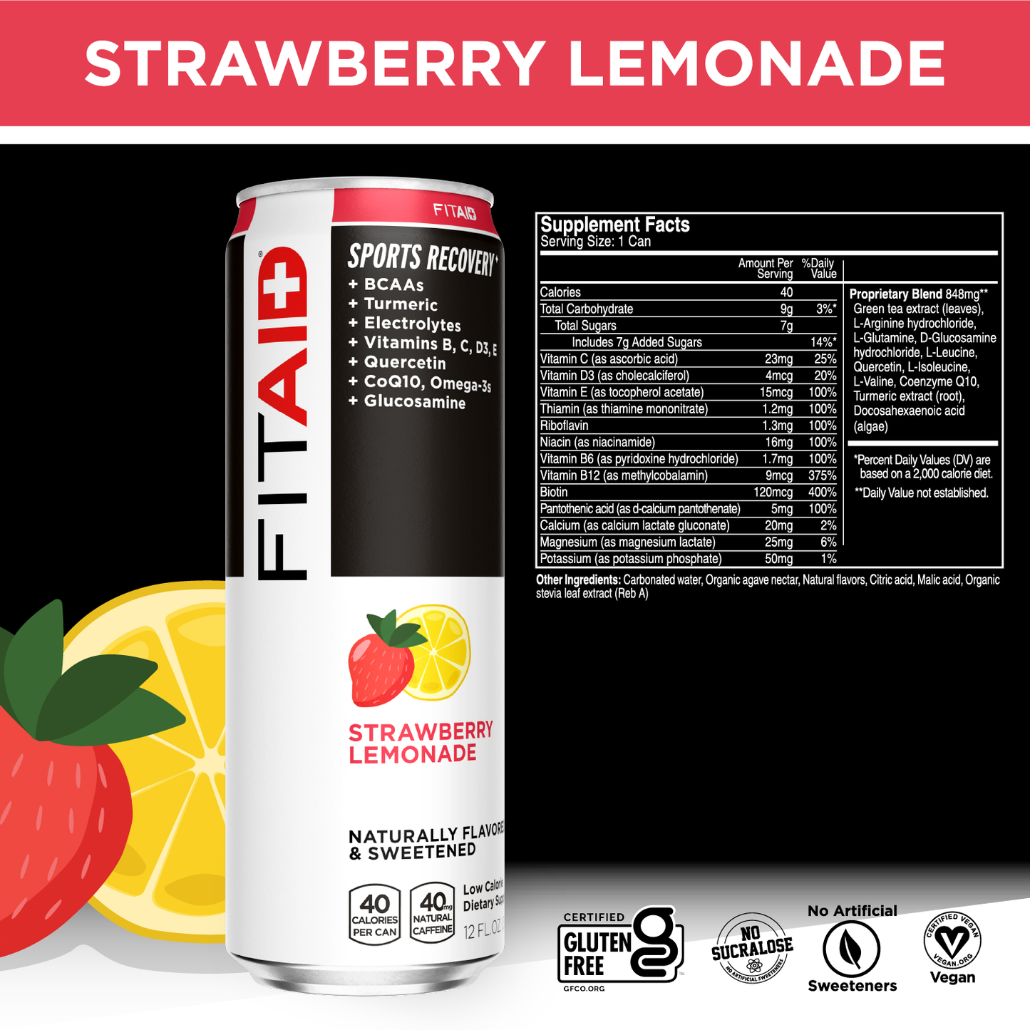 FITAID Strawberry Lemonade:  FASL-12P (00810047240778)